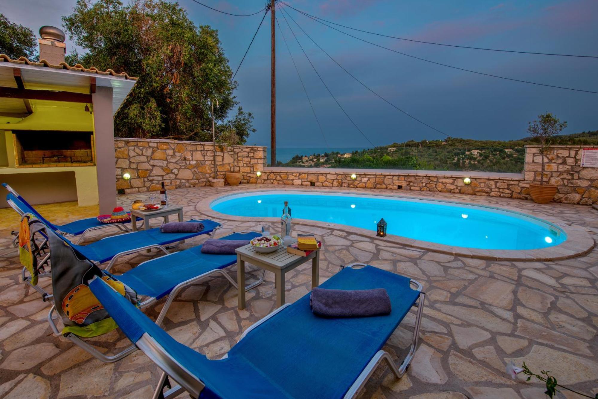 Loggos Seaview Cottage With Private Pool By Konnect Longós Buitenkant foto