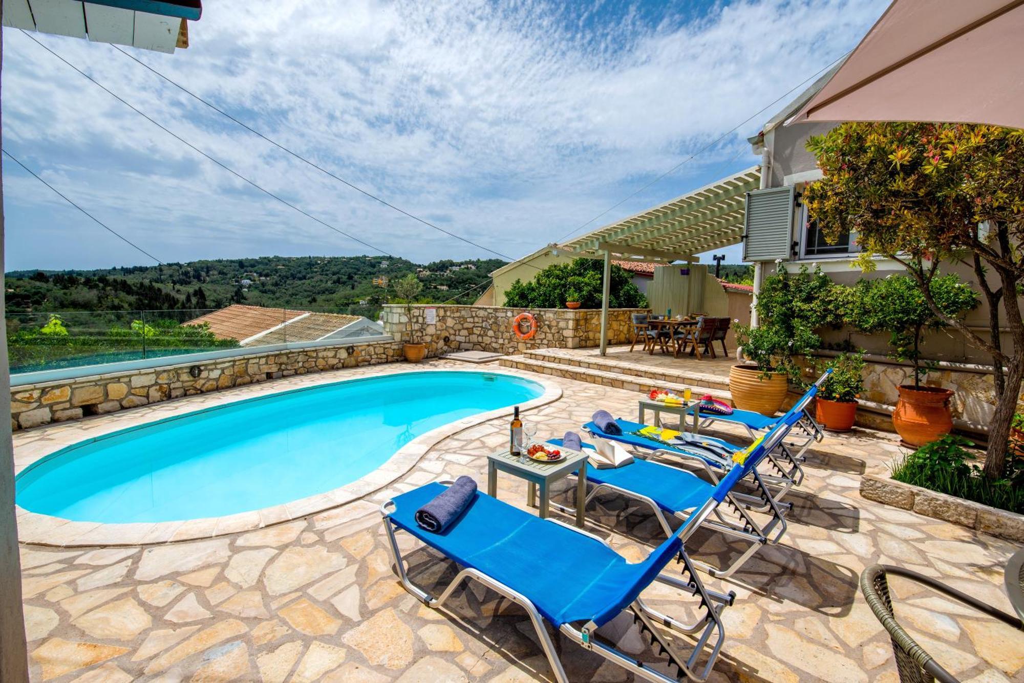 Loggos Seaview Cottage With Private Pool By Konnect Longós Buitenkant foto
