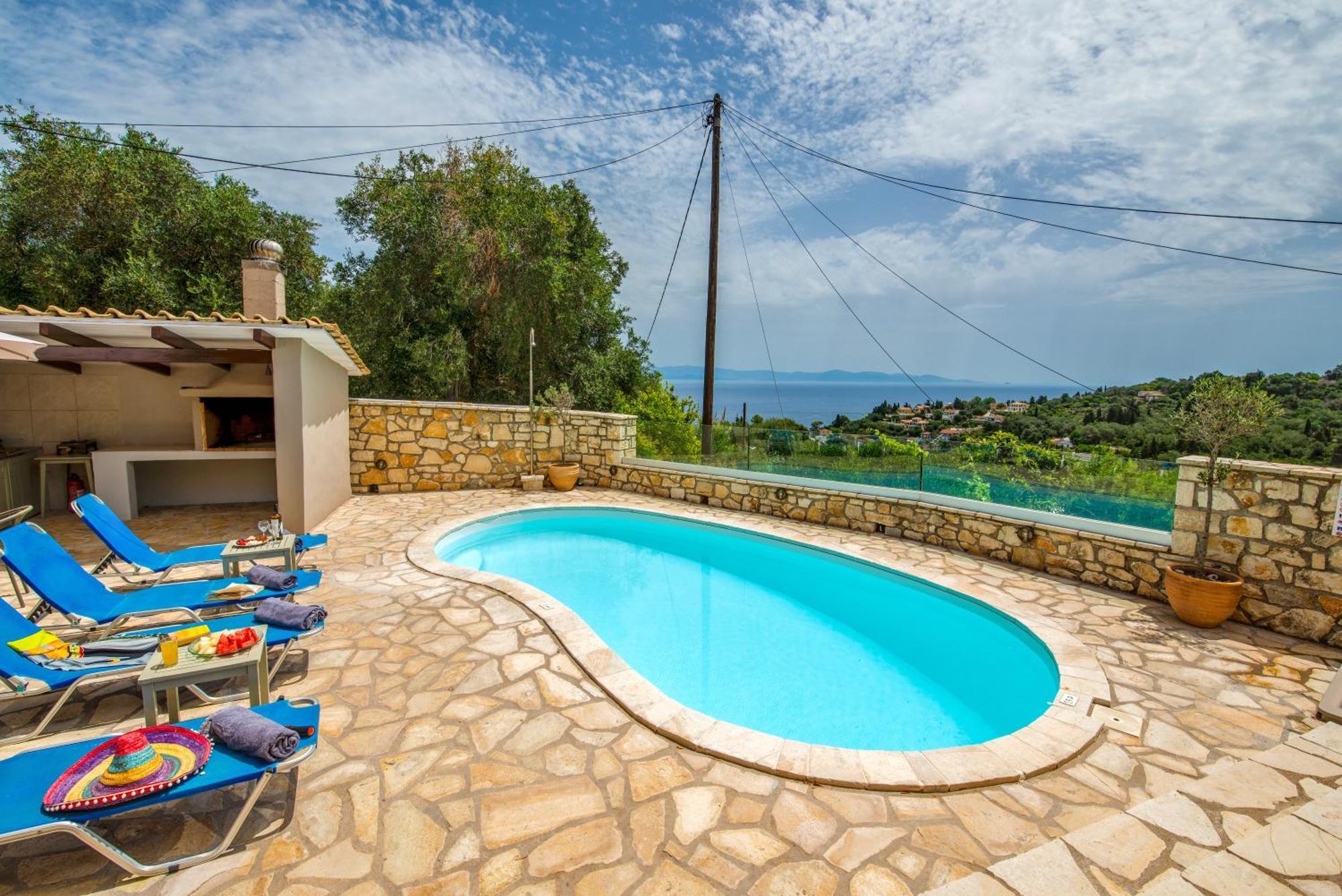 Loggos Seaview Cottage With Private Pool By Konnect Longós Buitenkant foto