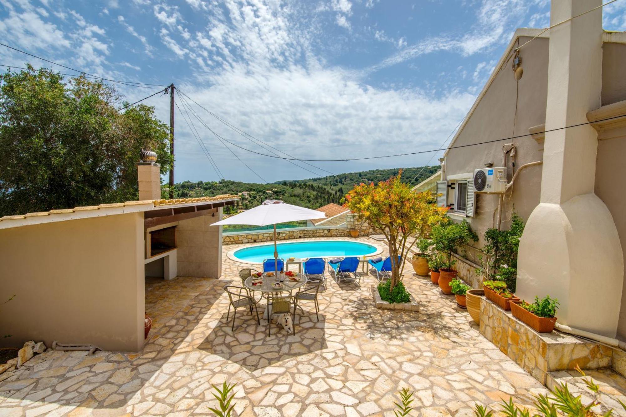 Loggos Seaview Cottage With Private Pool By Konnect Longós Buitenkant foto