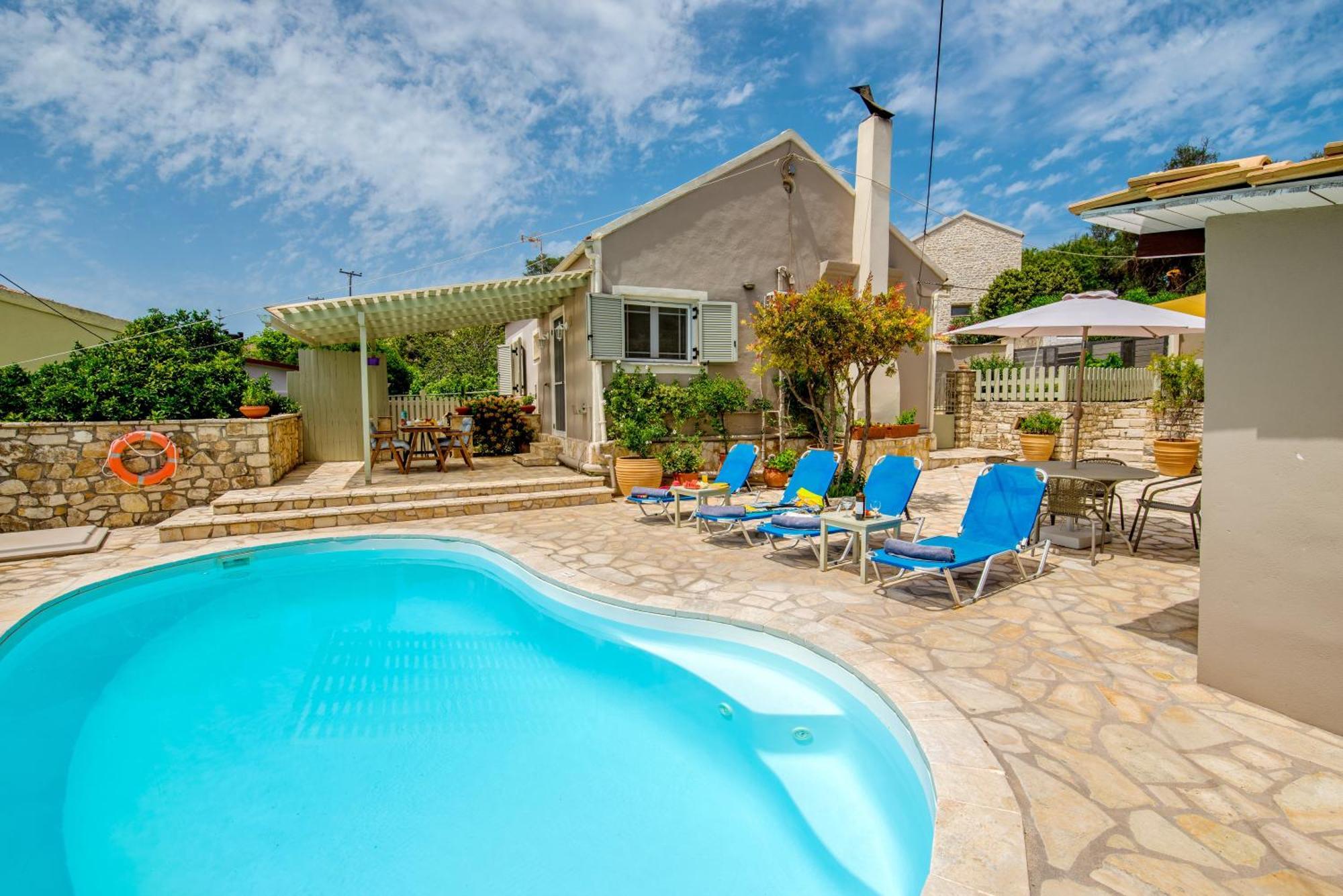 Loggos Seaview Cottage With Private Pool By Konnect Longós Buitenkant foto