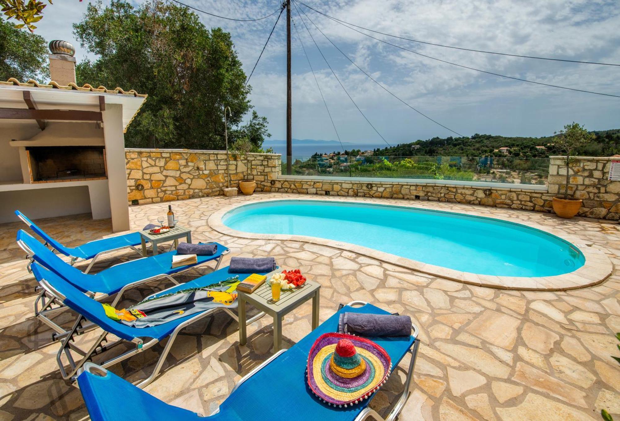 Loggos Seaview Cottage With Private Pool By Konnect Longós Buitenkant foto