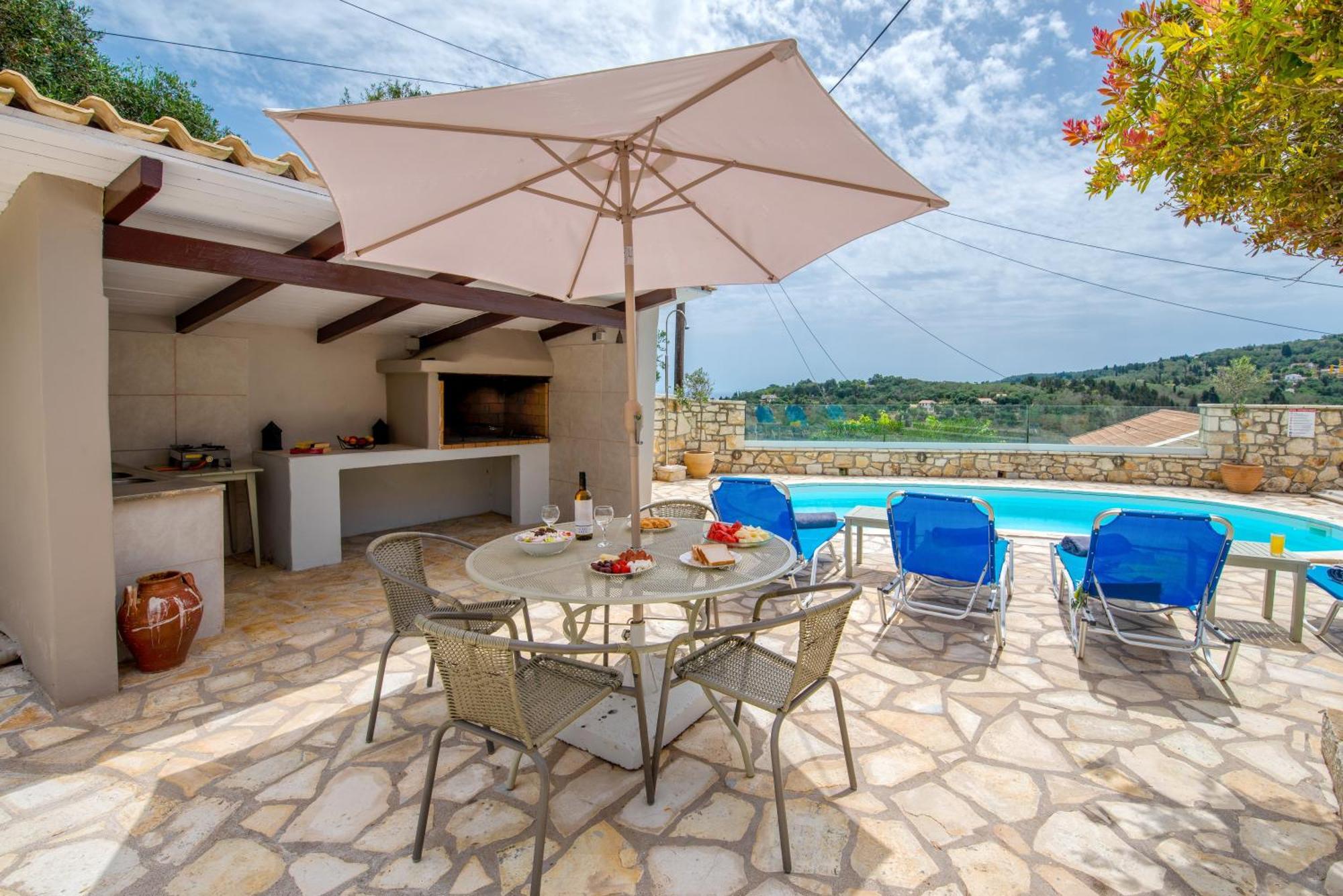 Loggos Seaview Cottage With Private Pool By Konnect Longós Buitenkant foto
